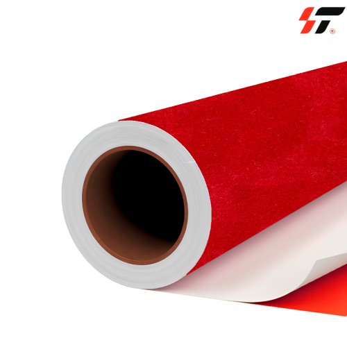 Самоклеющиеся бархатная пленка R6602 красная метражом 